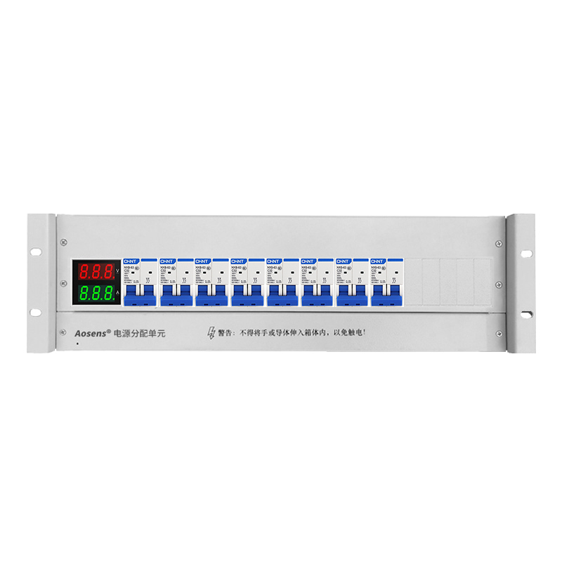 奧盛 機柜配電單元PDU 3U配電箱正泰交流2P空開顯示電流電壓表 單路