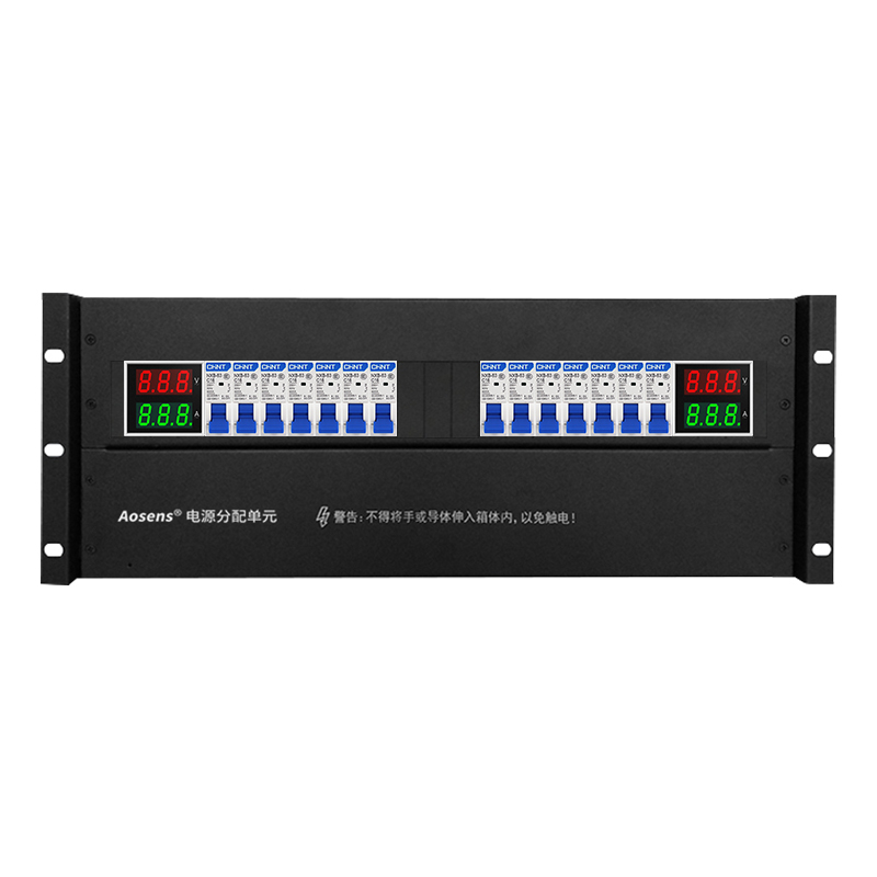奧盛 機柜配電單元PDU 4U配電箱 正泰交流1P空開 電流電壓表 雙路